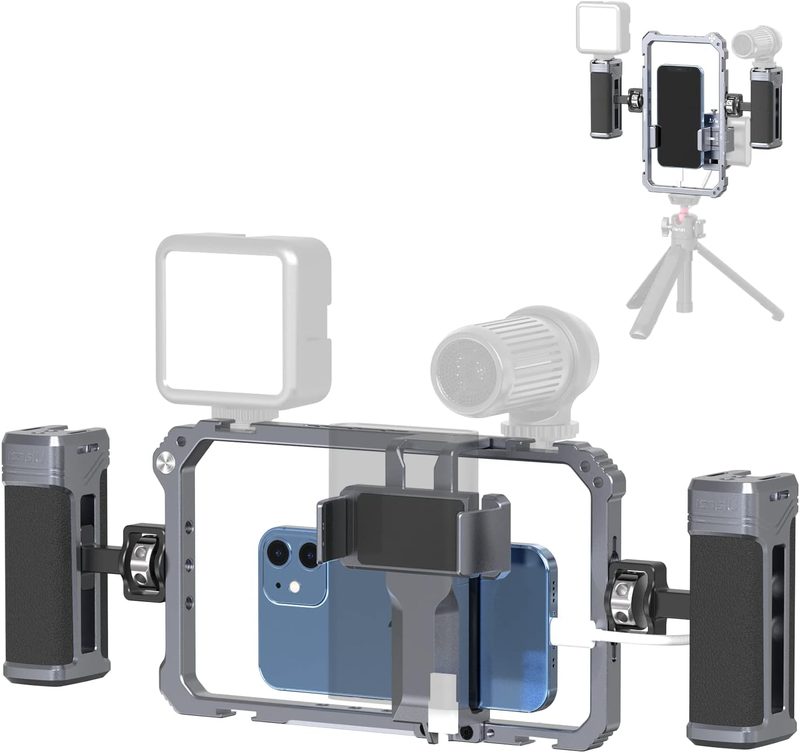 Phone video rig kit with handles and cold shoe mounts, a content creator starter kit