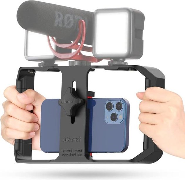 Ulanzi U-Rig Pro smartphone video rig with triple cold shoe mounts for mic, light and monitor